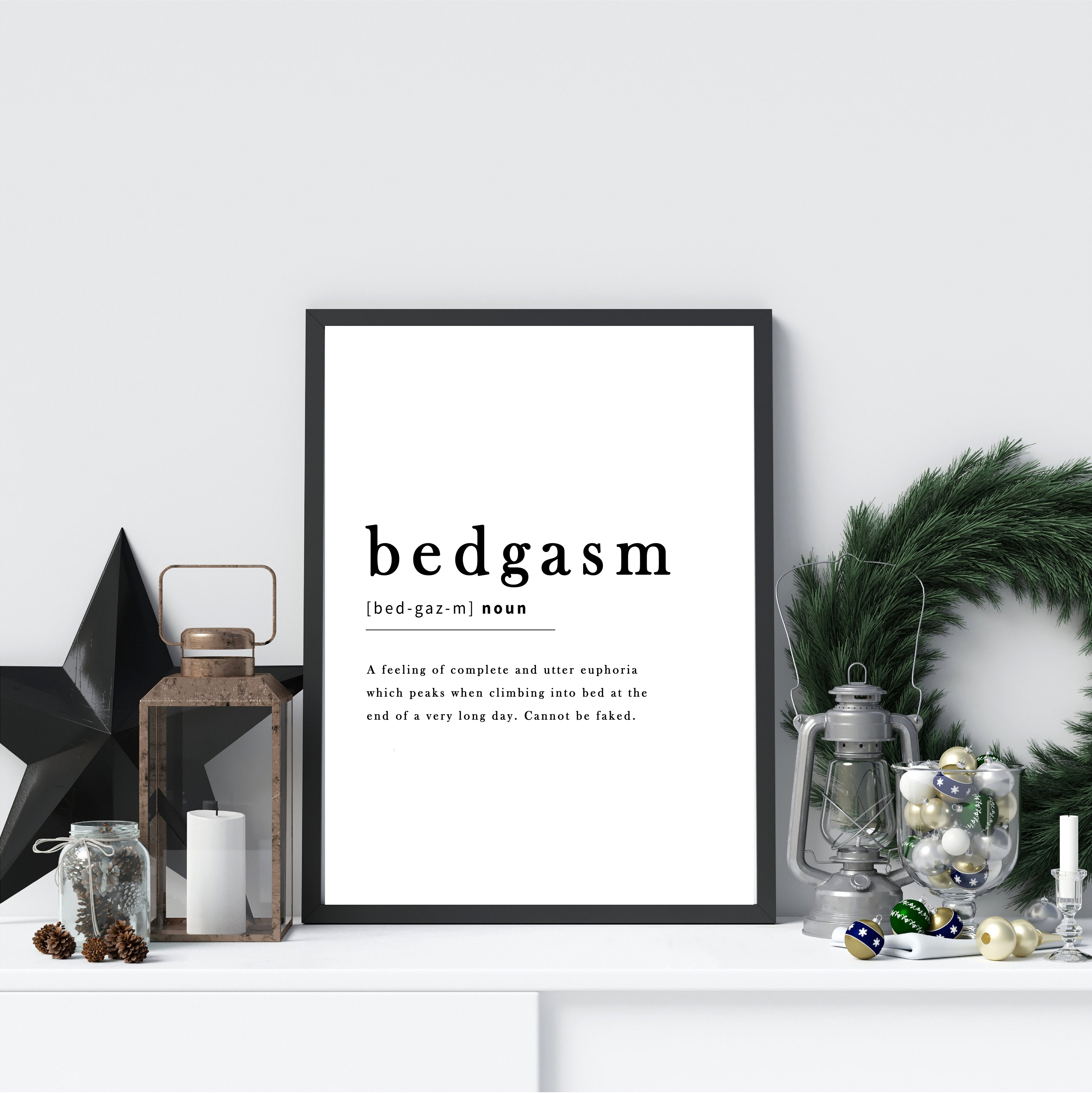 Bedgasm Noun Definition Wall Print Bedroom Picture Quote